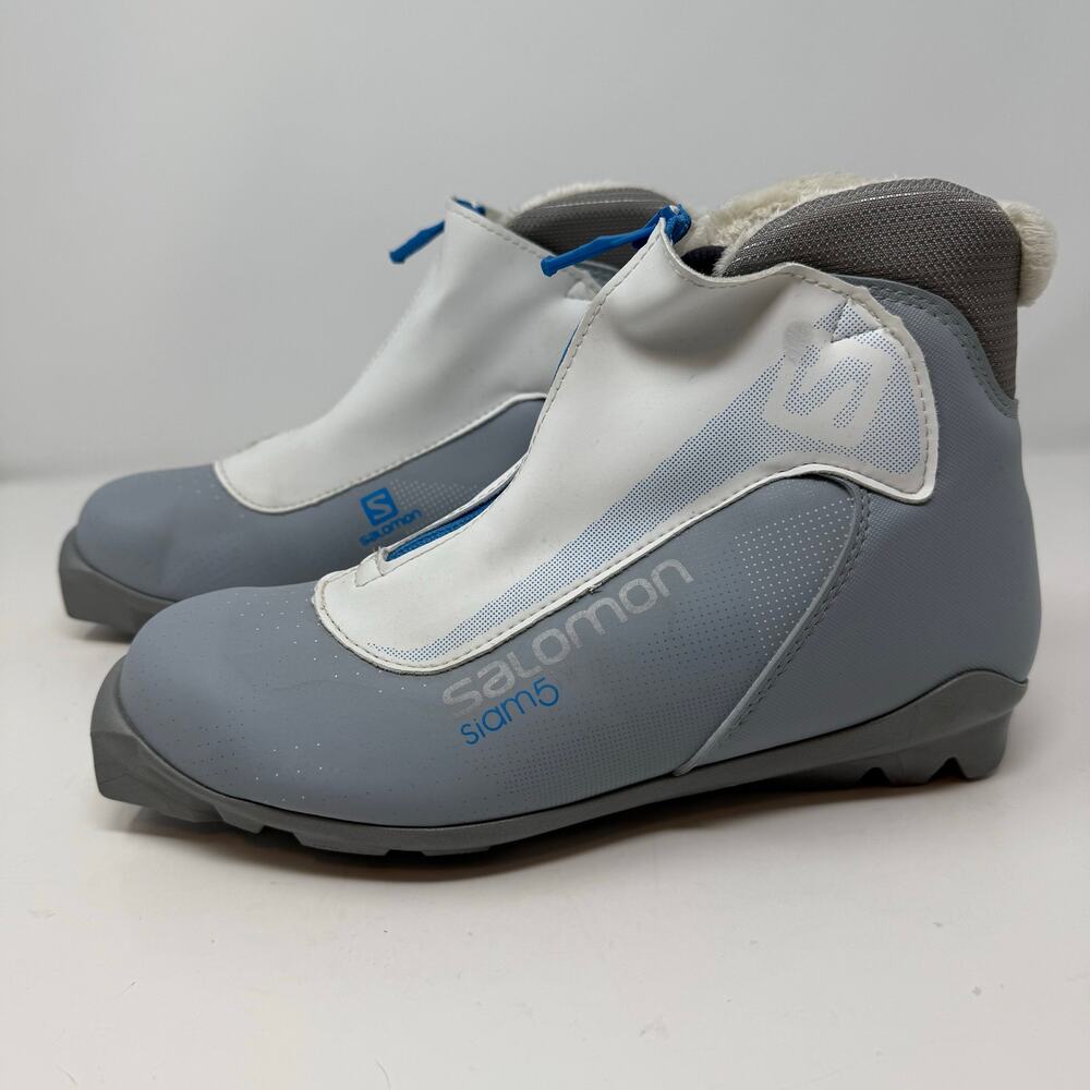 Salomon Siam5 Cross Country Ski Boot Women's 9.5 Grey White Blue - Picture 4 of 16